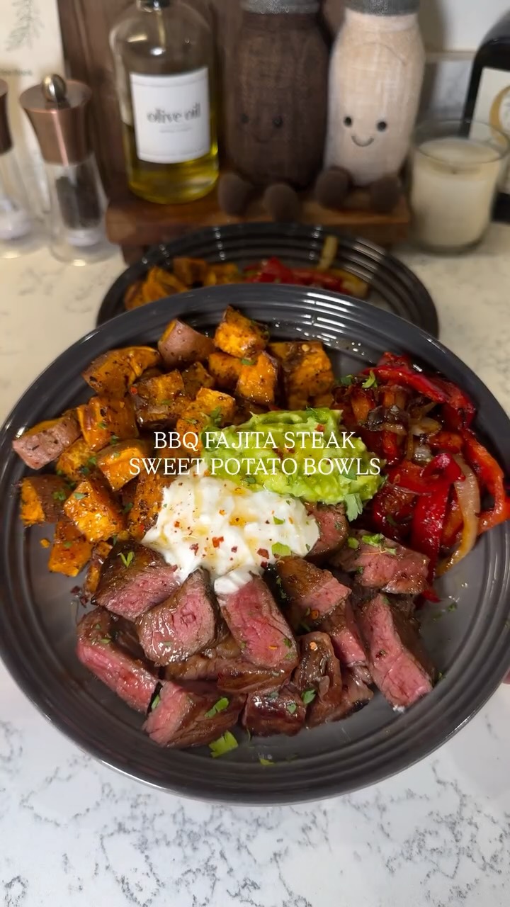 BBQ Fajita Steak Sweet Potato Bowls