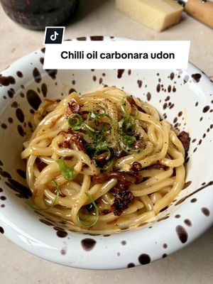 Chilli oil carbonara udon