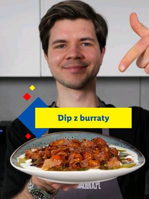 Dip z burraty z pieczonymi pomidorkami i chrupiącą mortadelą