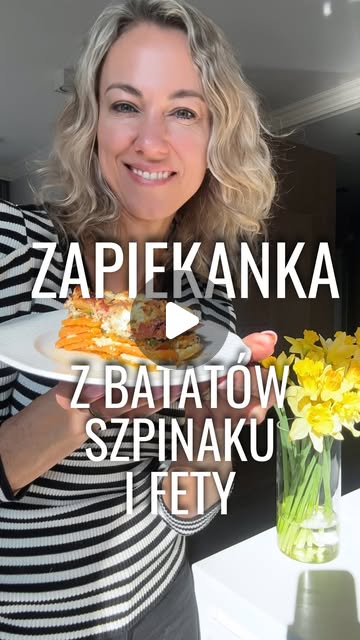 Zapiekanka z batatów, szpinaku i fety